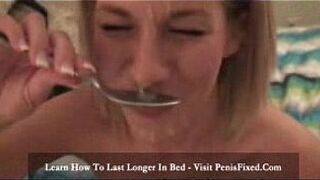Lissa ExGf Gives BJ then Eats Cum With a Spoon - porn video
