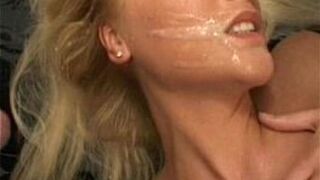 Blonde amateur girlfriend home gangbang with facials - porn video